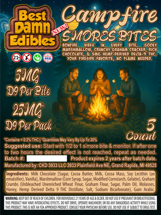 5mg Delta 9 THC S’mores Bites (Packaged) | MOQ