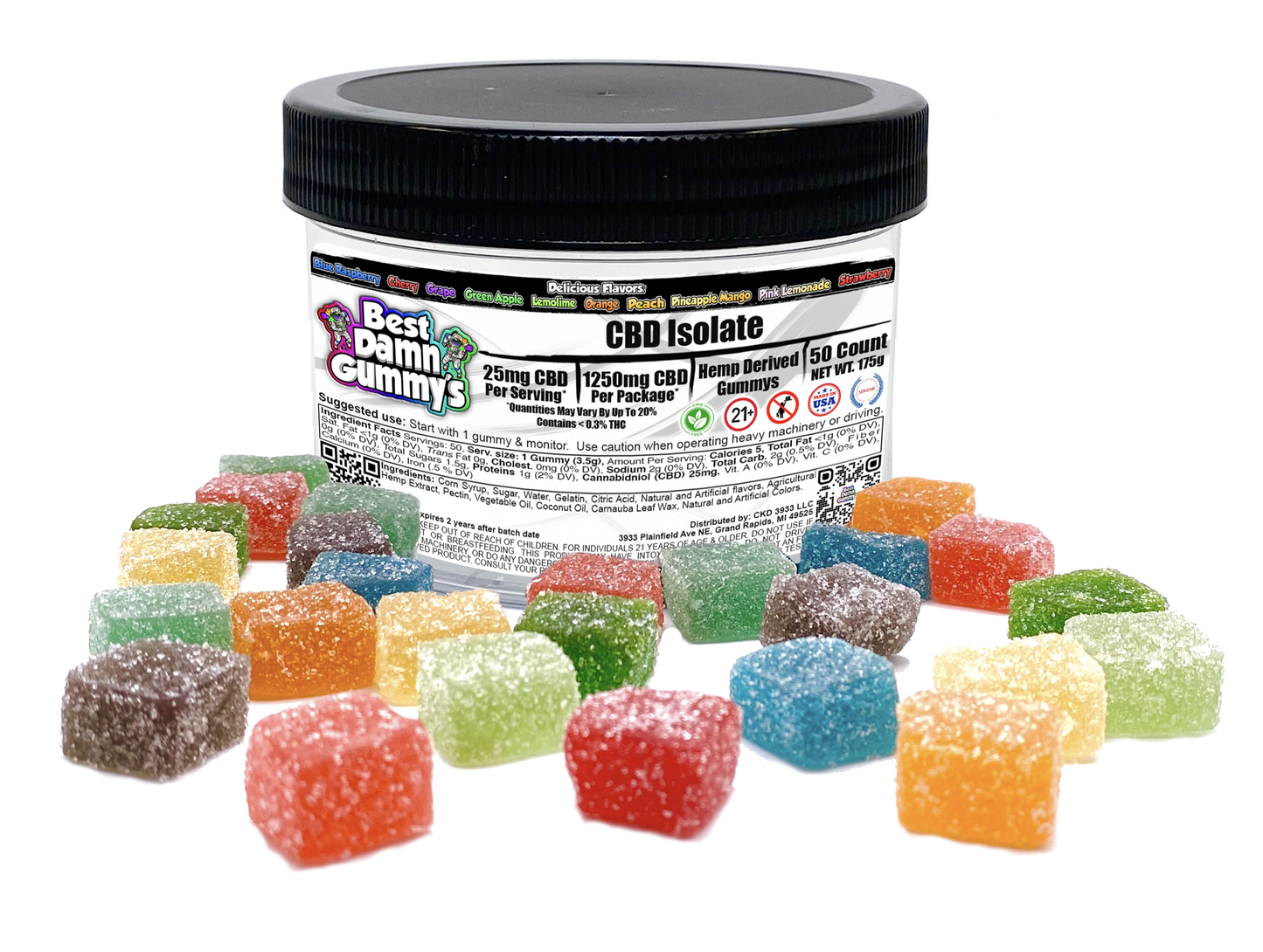 100% CBD Isolate Gummy's (Packaged) - 25 Packages per order - Best Damn Gummy's - Wholesale
